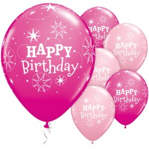 Happy Birthday Pink Sparkle Balloons